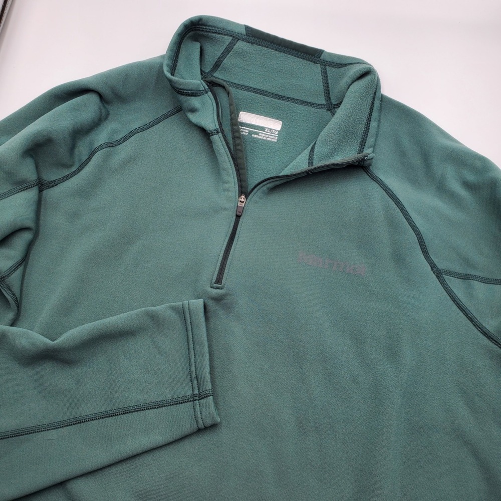 Marmot Mens 1/4 Zip Fleece Pullover Dark Green XL 181140 Raglan Sleeve